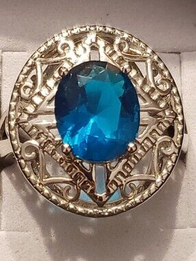 NEW SZ 8 STERLING Silver Stamped Ring, Vintage Art Deco Style, Filigree Setting